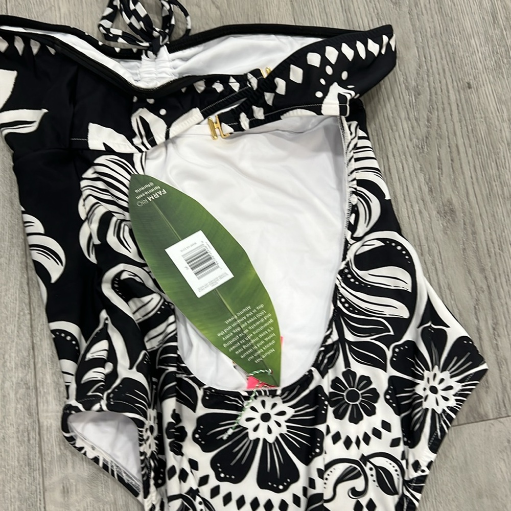 Farm Rio Black Flowers Leopards One-Piece Swimsuit - Picture 6 of 7